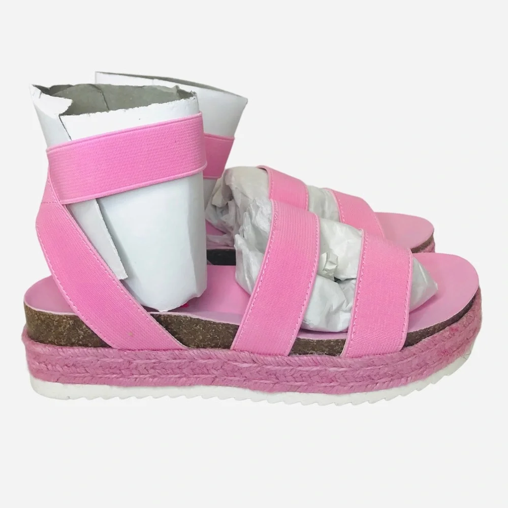 Steve Madden Girls Kimmie Espadrille Wedge Sandal Pink Kids Size 3